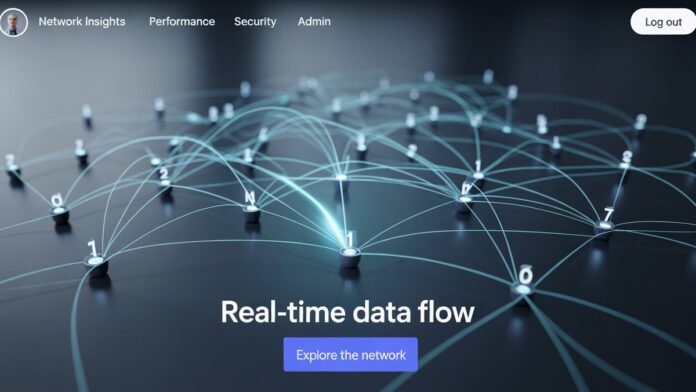 Realistic, detailed close-up of a glowing digital infrastructure, with clear, intricate pathways forming a robust website foundation.
