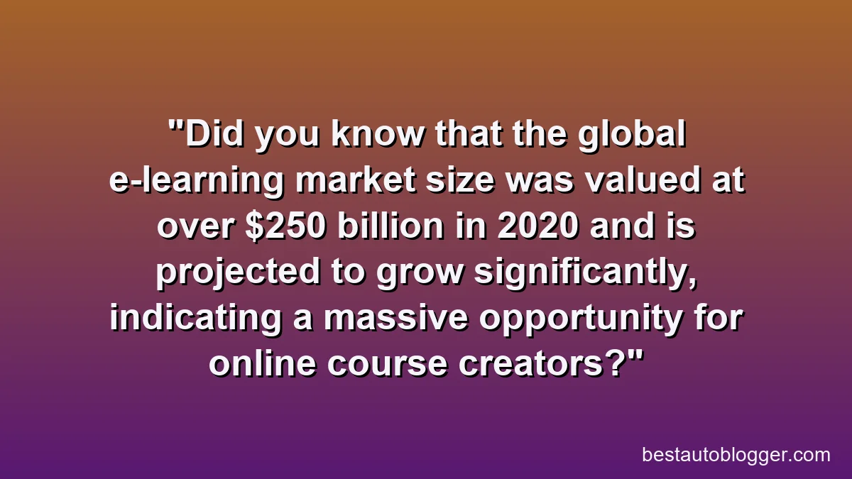 Did you know that the global e-learning market size was valued at over $250 billion in 2020 and is projected to grow significantly, indicating a massive opportunity for online course creators?