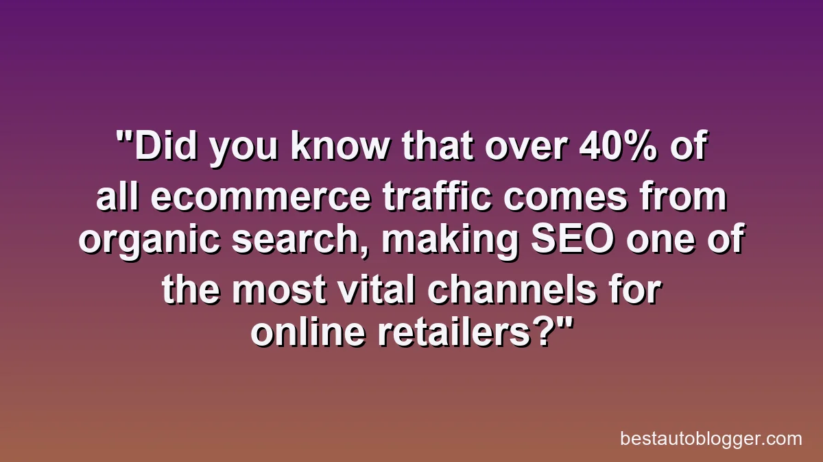 Did you know that over 40% of all ecommerce traffic comes from organic search, making SEO one of the most vital channels for online retailers?