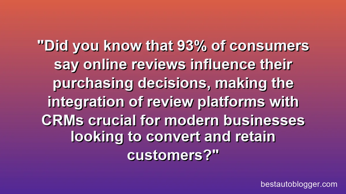 Did you know that 93% of consumers say online reviews influence their purchasing decisions, making the integration of review platforms with CRMs crucial for modern businesses looking to convert and retain customers?