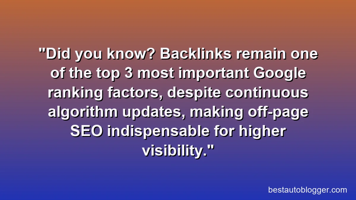 Did you know? Backlinks remain one of the top 3 most important Google ranking factors, despite continuous algorithm updates, making off-page SEO indispensable for higher visibility.