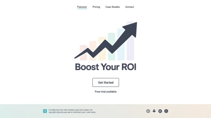 Optimized landing page design elements alongside an upward-pointing conversion arrow.