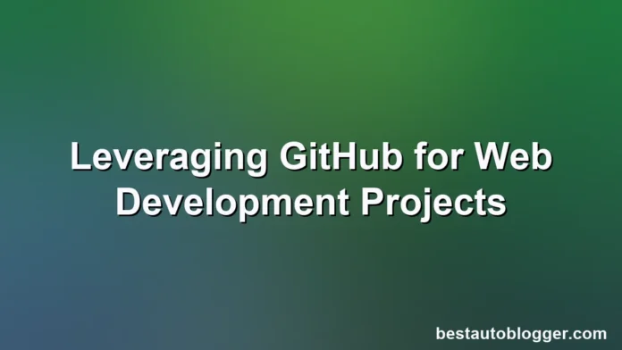 A desktop monitor displays GitHub's interface managing web code, with a browser showing a live website.