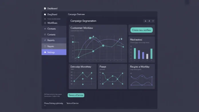 A digital dashboard displaying automated email marketing workflows and customer journeys.