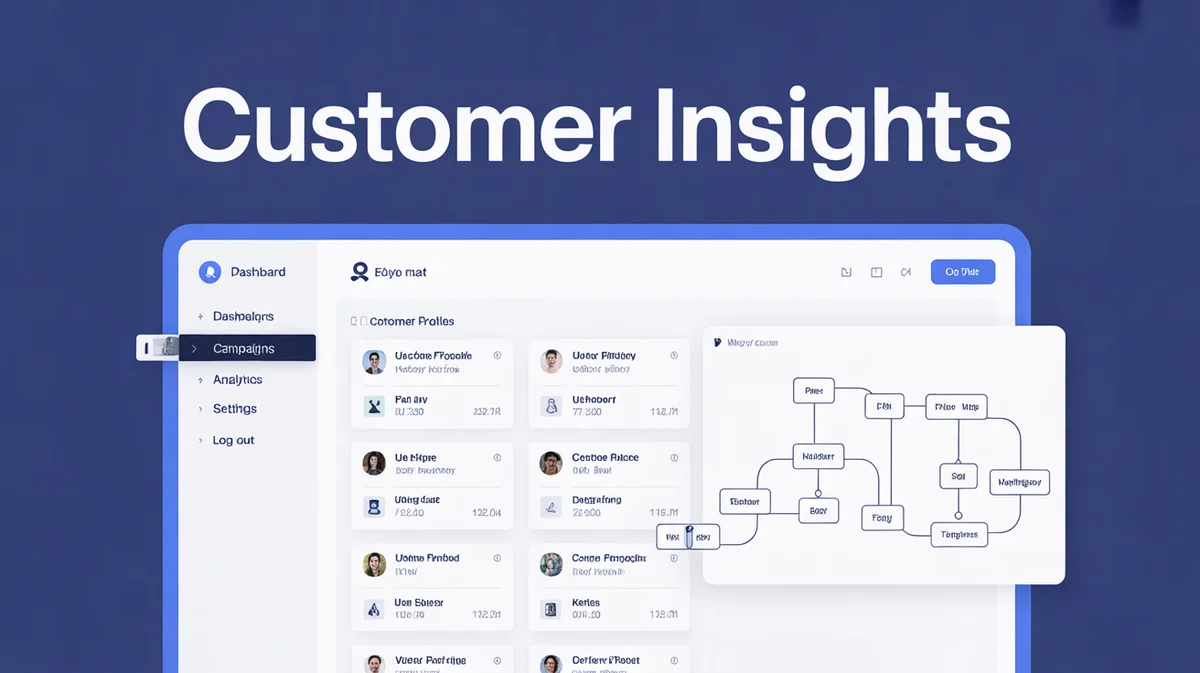 A digital screen displaying customer profiles and automated marketing workflows.