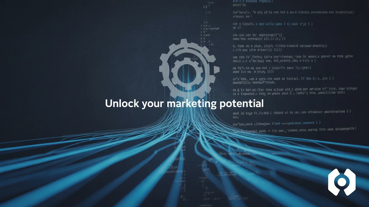 Digital pathways illustrate customer data flowing into automated marketing campaigns.