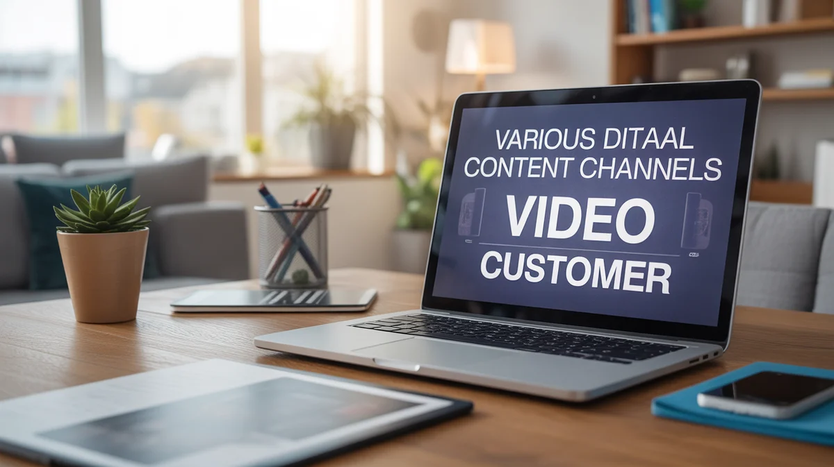 Various digital content channels, like a blog, video, and social media, leading to a customer.