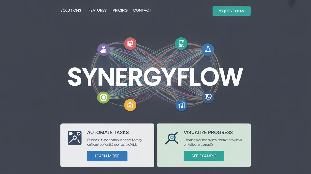Interconnected software icons and flowing digital lines illustrate seamless workflow optimization.