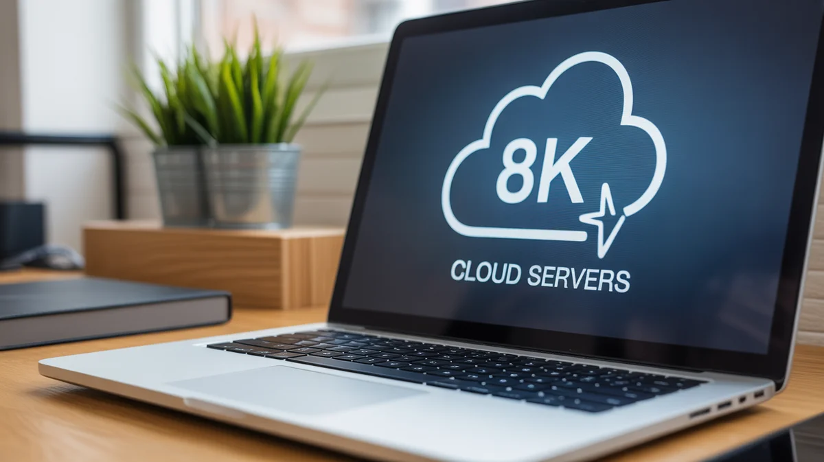 A website loading quickly on a screen, powered by efficient cloud servers.