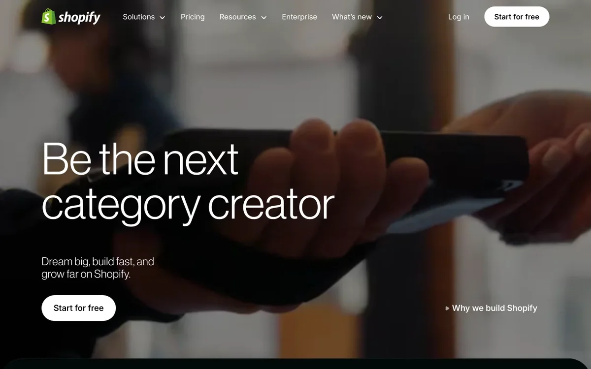 Screenshot of Shopify homepage
