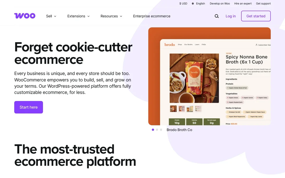 Screenshot of WooCommerce homepage