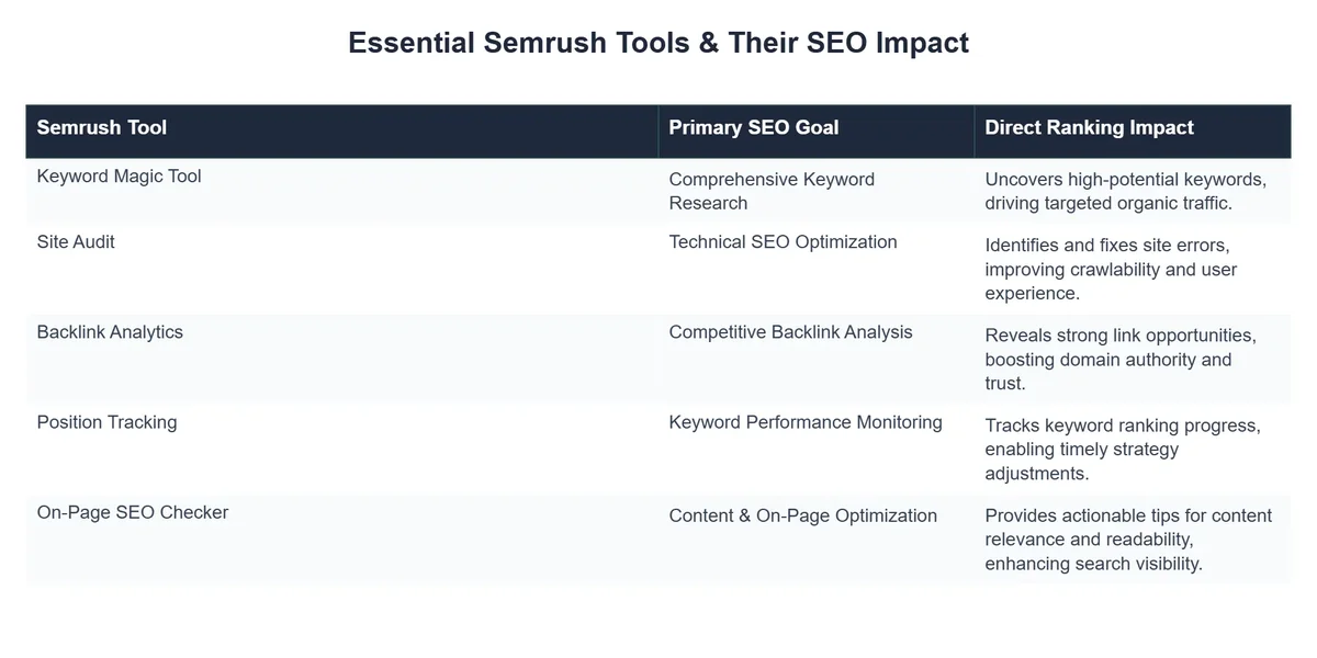 Essential Semrush Tools & Their SEO Impact