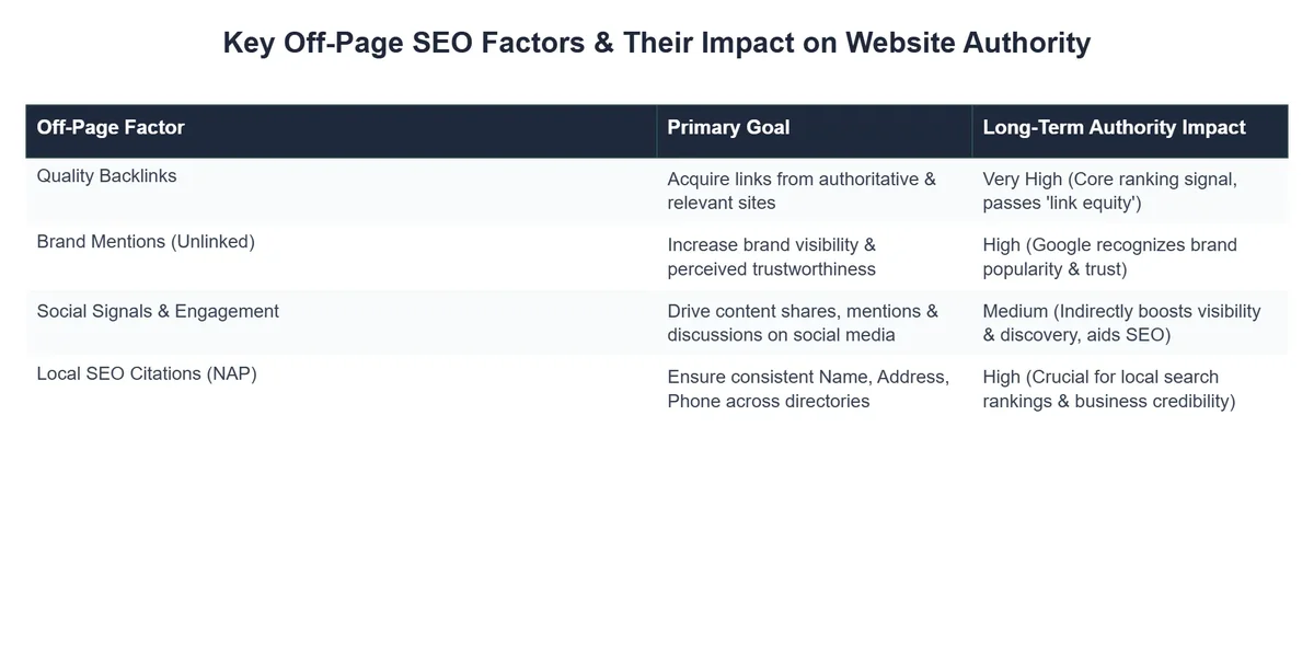 Key Off-Page SEO Factors & Their Impact on Website Authority