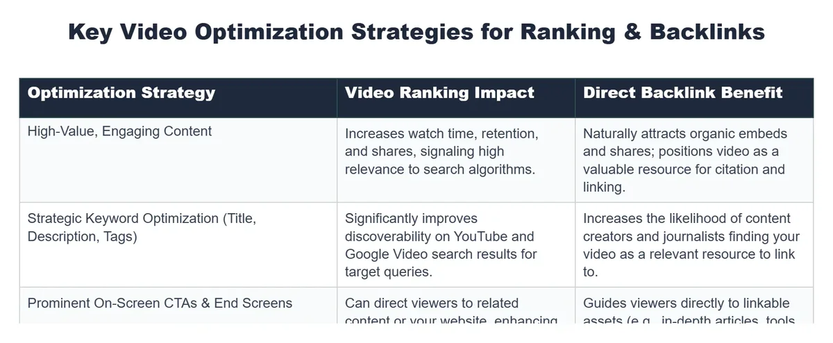 Key Video Optimization Strategies for Ranking & Backlinks