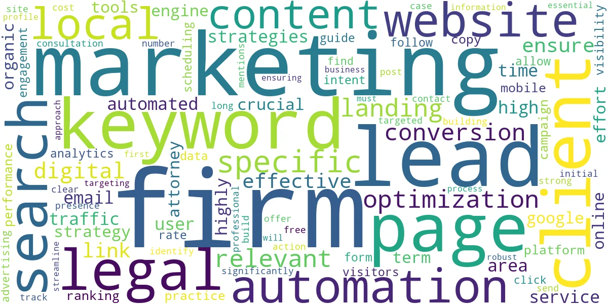 Word cloud for article: Law Firm Marketing: SEO, PPC, & Automation Strategies