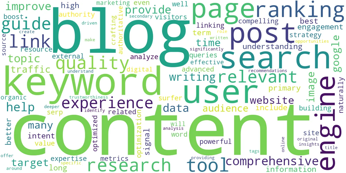 Word cloud for article: SEO Blog Writing: A Guide to Boosting Rankings