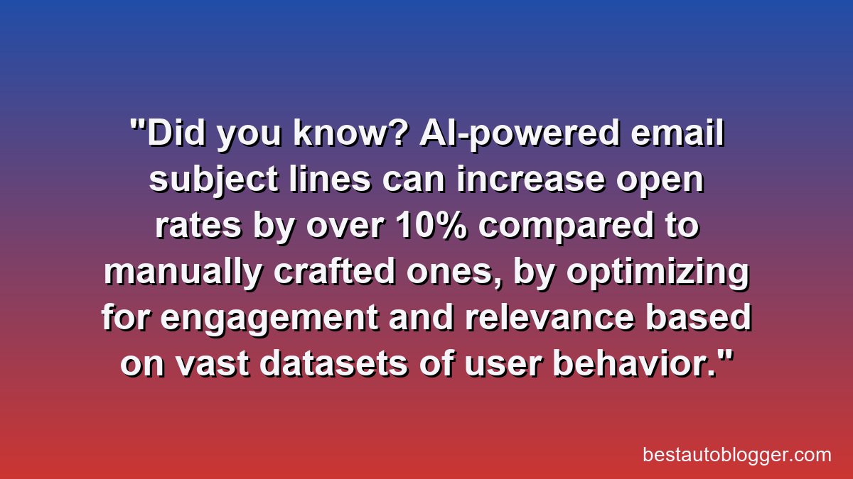 Did you know? AI-powered email subject lines can increase open rates by over 10% compared to manually crafted ones, by optimizing for engagement and relevance based on vast datasets of user behavior.