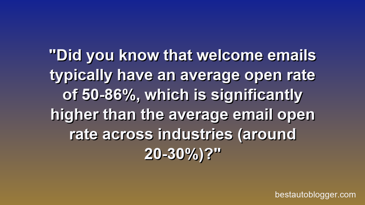 Did you know that welcome emails typically have an average open rate of 50-86%, which is significantly higher than the average email open rate across industries (around 20-30%)?