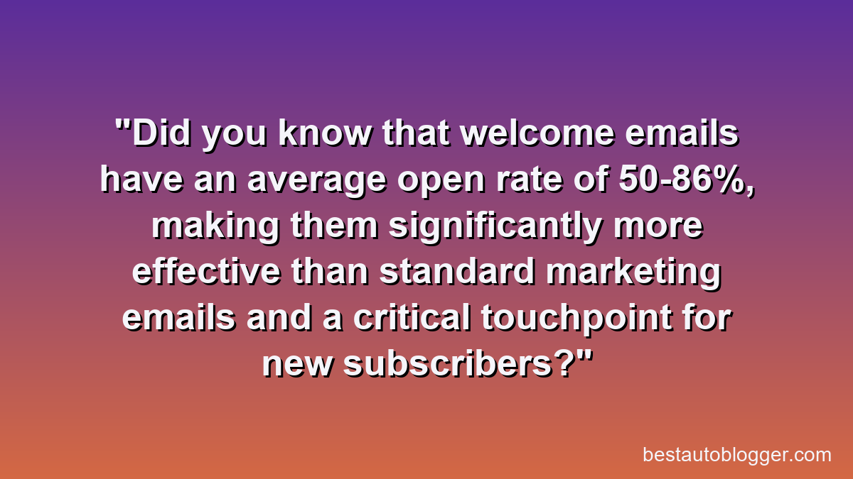 Did you know that welcome emails have an average open rate of 50-86%, making them significantly more effective than standard marketing emails and a critical touchpoint for new subscribers?
