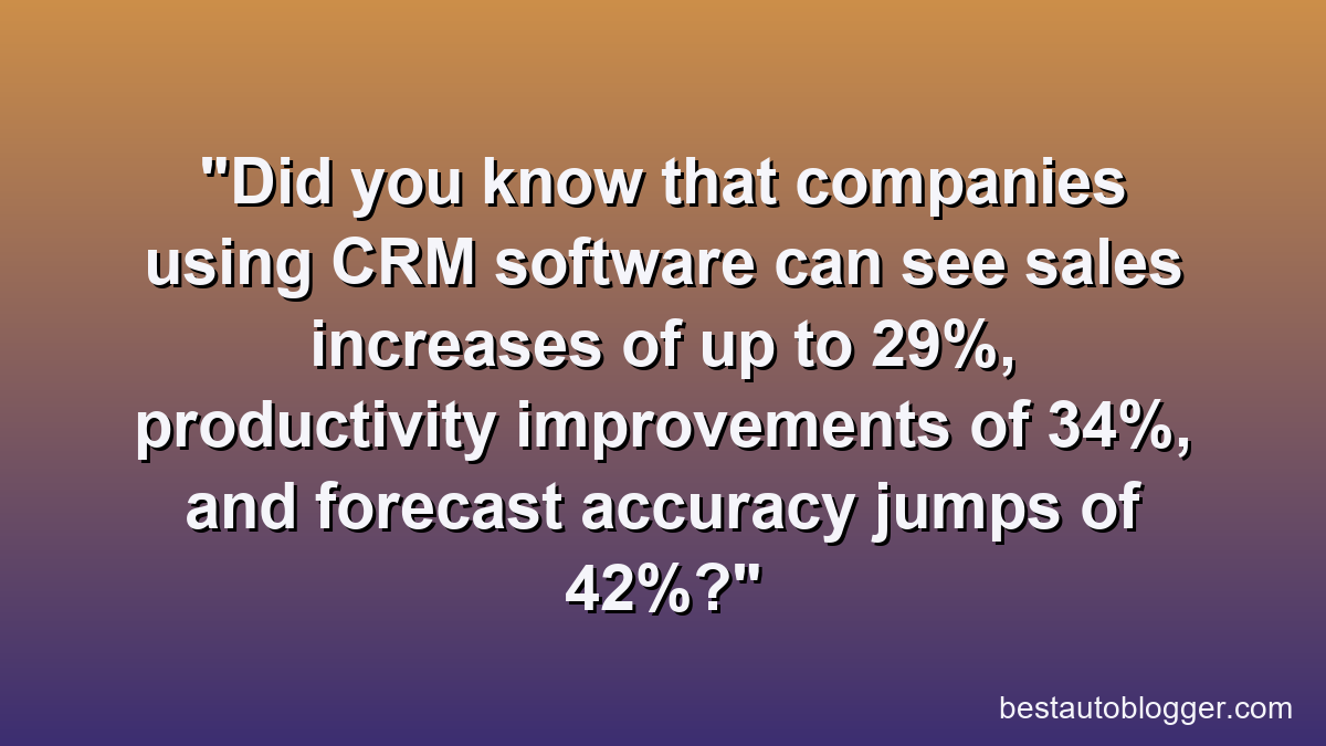 Did you know that companies using CRM software can see sales increases of up to 29%, productivity improvements of 34%, and forecast accuracy jumps of 42%?