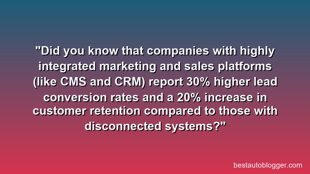 Did you know that companies with highly integrated marketing and sales platforms (like CMS and CRM) report 30% higher lead conversion rates and a 20% increase in customer retention compared to those with disconnected systems?