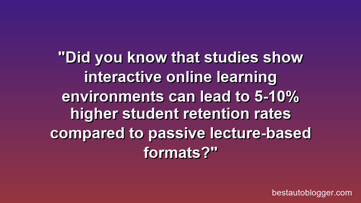Did you know that studies show interactive online learning environments can lead to 5-10% higher student retention rates compared to passive lecture-based formats?