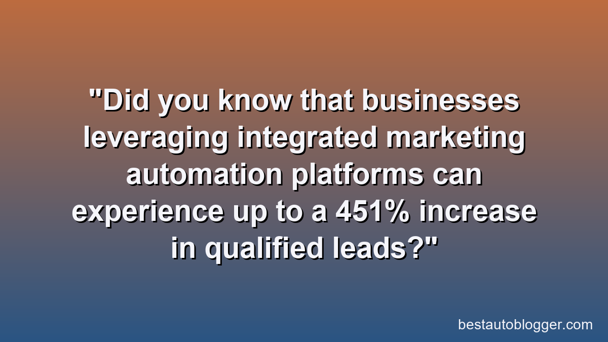 Did you know that businesses leveraging integrated marketing automation platforms can experience up to a 451% increase in qualified leads?