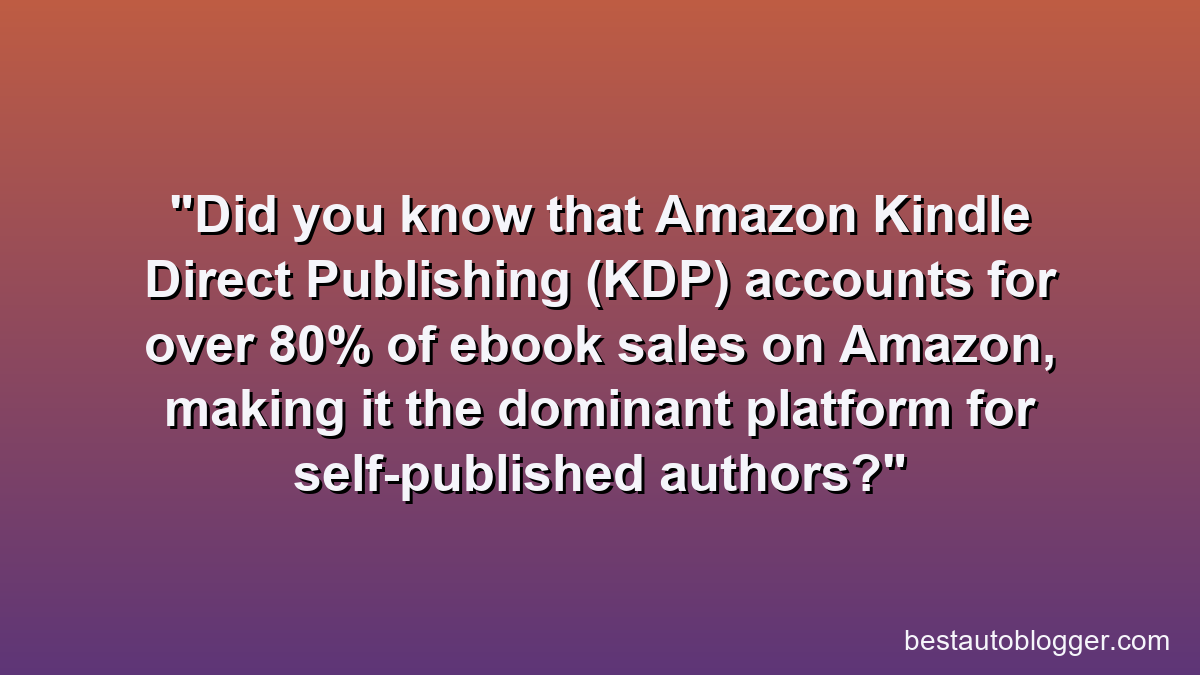 Did you know that Amazon Kindle Direct Publishing (KDP) accounts for over 80% of ebook sales on Amazon, making it the dominant platform for self-published authors?