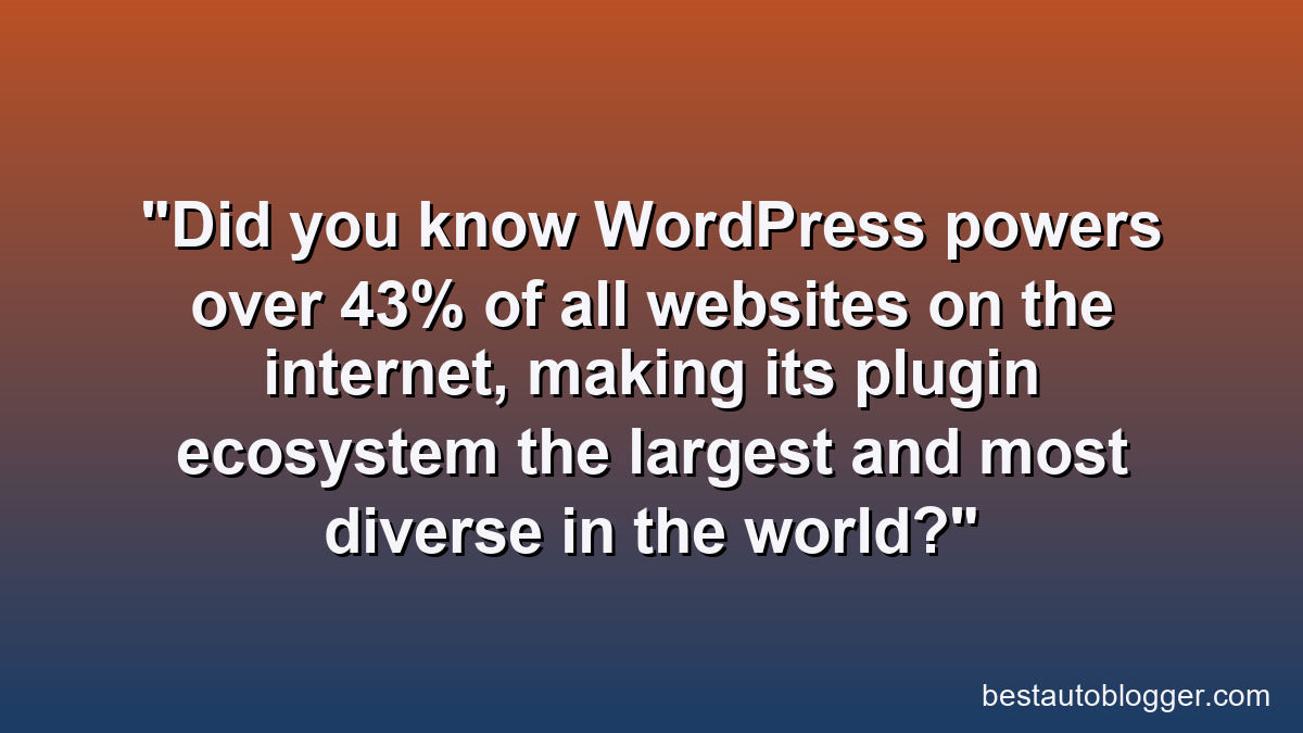 Did you know WordPress powers over 43% of all websites on the internet, making its plugin ecosystem the largest and most diverse in the world?