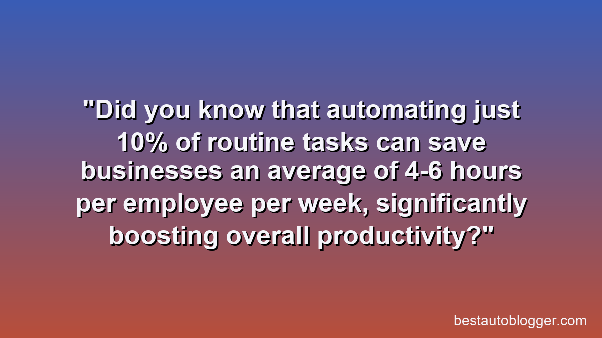 Did you know that automating just 10% of routine tasks can save businesses an average of 4-6 hours per employee per week, significantly boosting overall productivity?