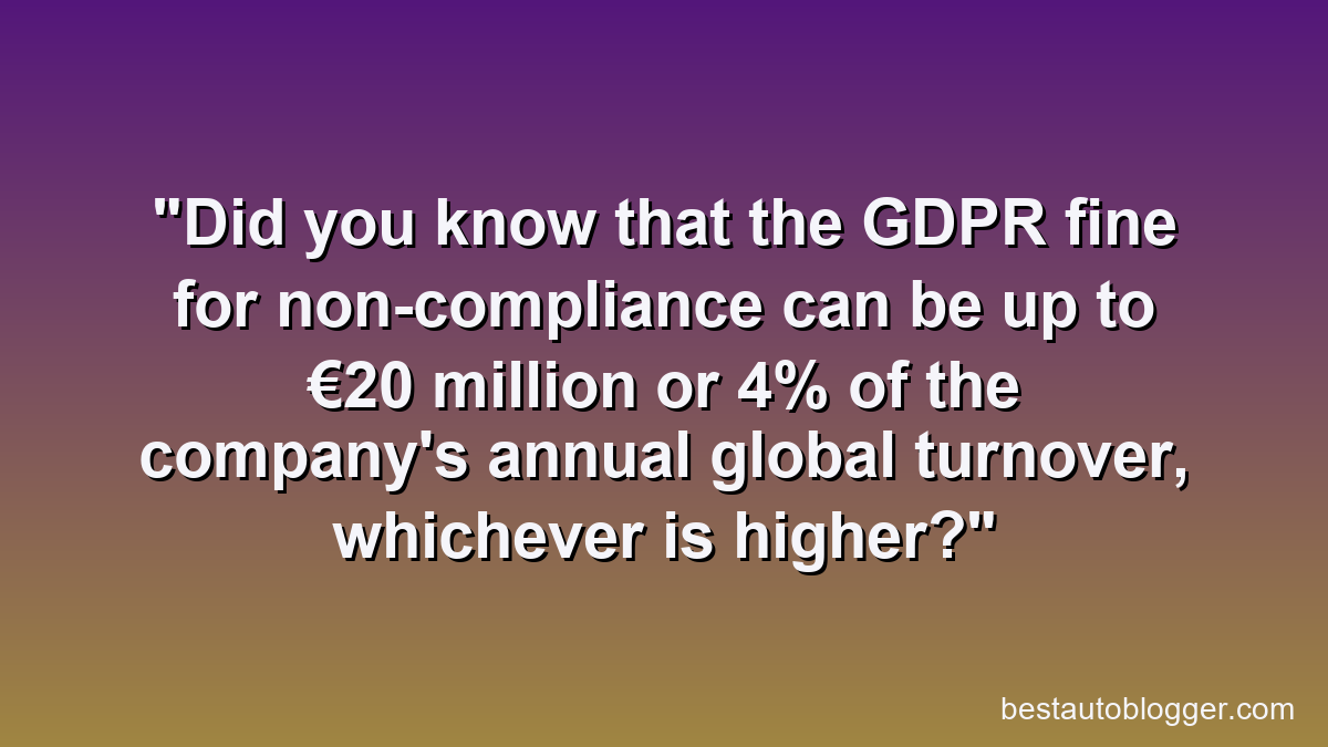 Did you know that the GDPR fine for non-compliance can be up to €20 million or 4% of the company's annual global turnover, whichever is higher?