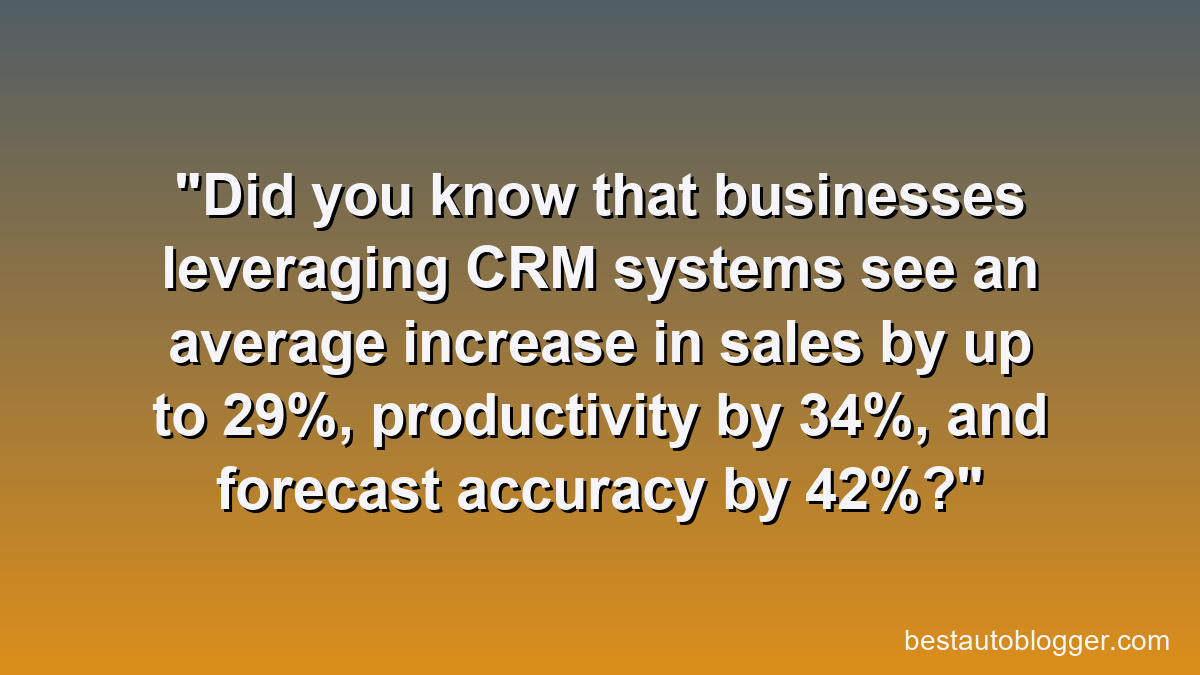 Did you know that businesses leveraging CRM systems see an average increase in sales by up to 29%, productivity by 34%, and forecast accuracy by 42%?