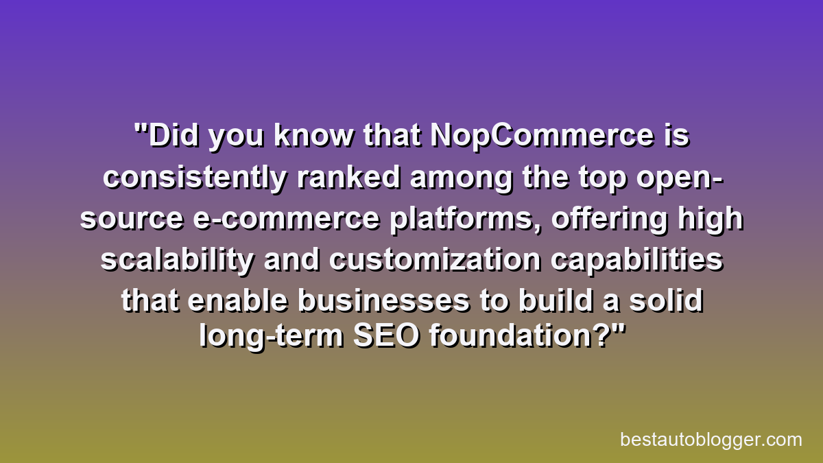 Did you know that NopCommerce is consistently ranked among the top open-source e-commerce platforms, offering high scalability and customization capabilities that enable businesses to build a solid long-term SEO foundation?