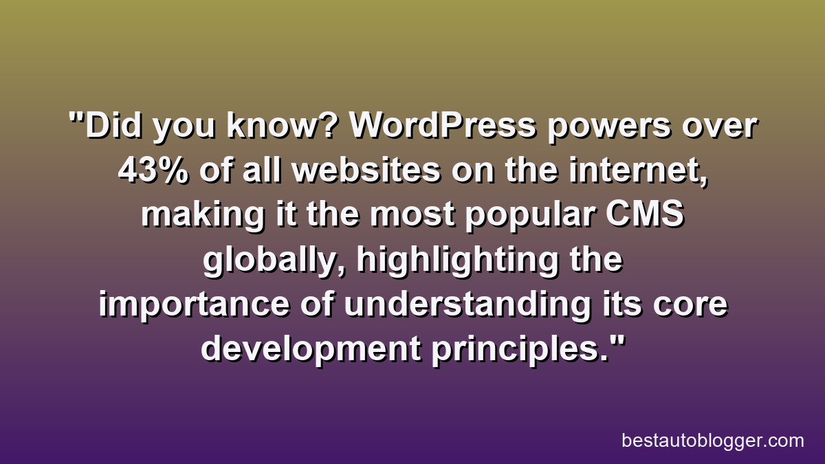 Did you know? WordPress powers over 43% of all websites on the internet, making it the most popular CMS globally, highlighting the importance of understanding its core development principles.