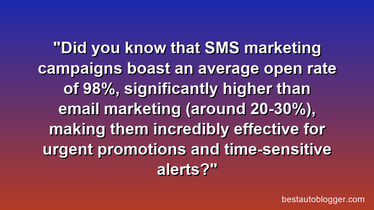 Did you know that SMS marketing campaigns boast an average open rate of 98%, significantly higher than email marketing (around 20-30%), making them incredibly effective for urgent promotions and time-sensitive alerts?