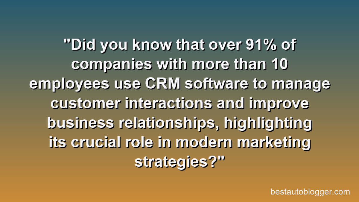 Did you know that over 91% of companies with more than 10 employees use CRM software to manage customer interactions and improve business relationships, highlighting its crucial role in modern marketing strategies?