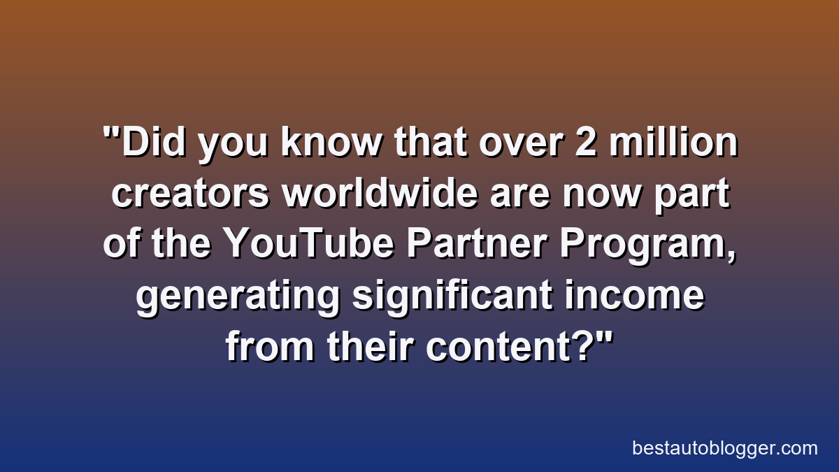Did you know that over 2 million creators worldwide are now part of the YouTube Partner Program, generating significant income from their content?