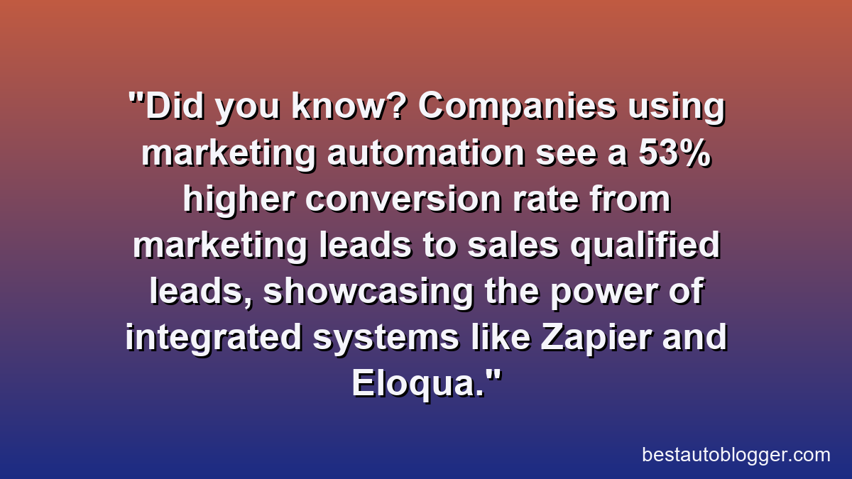 Did you know? Companies using marketing automation see a 53% higher conversion rate from marketing leads to sales qualified leads, showcasing the power of integrated systems like Zapier and Eloqua.