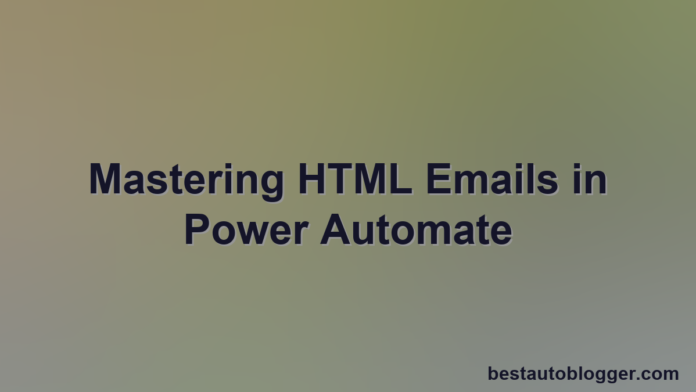A professional HTML email template displayed within the Power Automate interface.