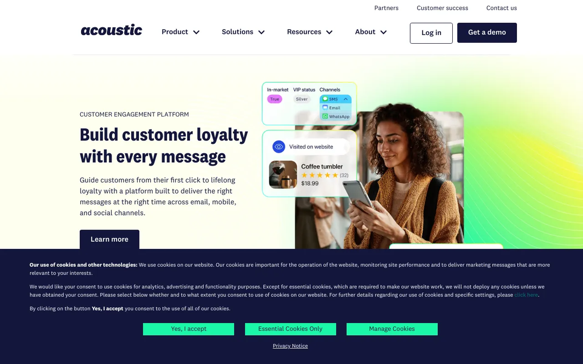 Screenshot of Acoustic homepage