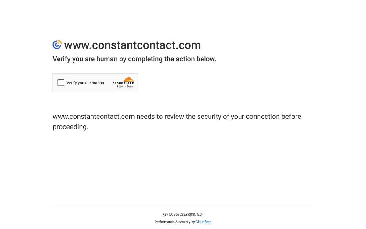 Screenshot of Constant Contact homepage