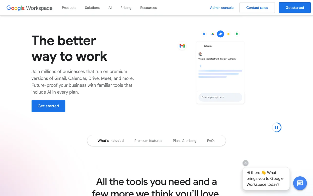 Screenshot of Google Workspace homepage
