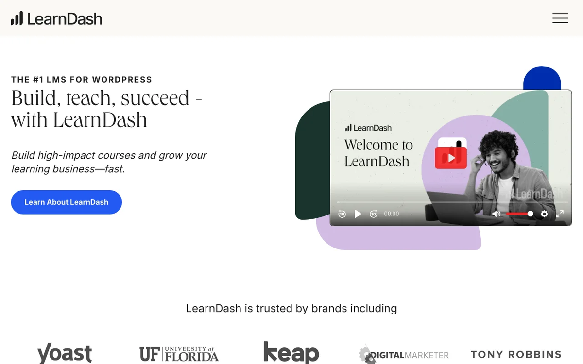 Screenshot of LearnDash homepage