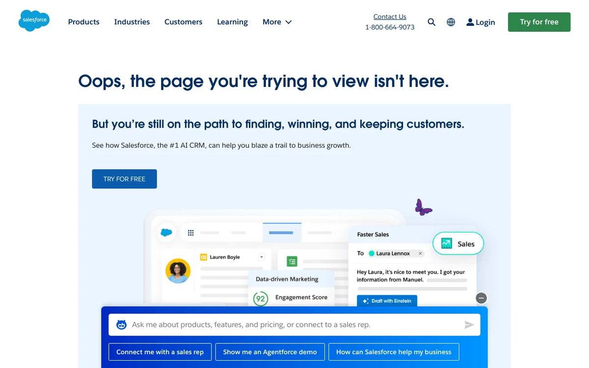 Screenshot of Salesforce Essentials homepage