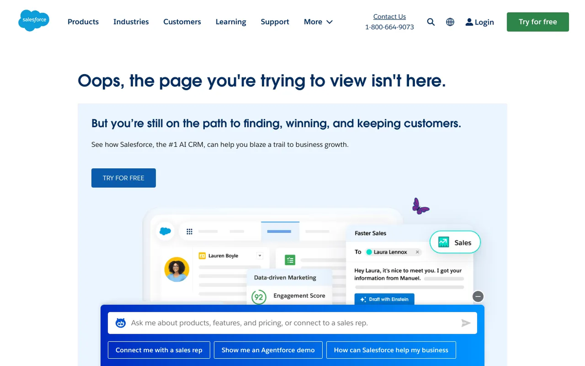 Screenshot of Salesforce Order Management homepage