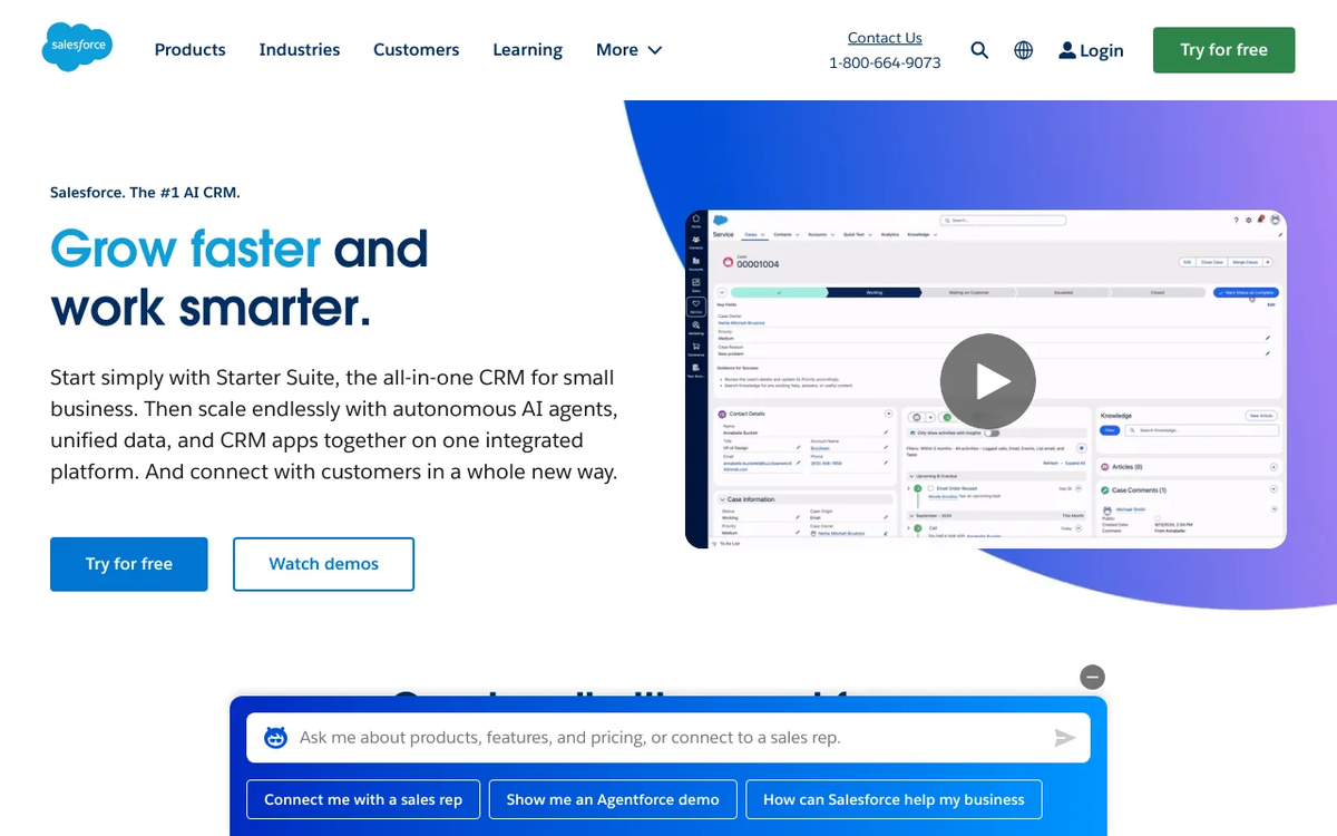 Screenshot of Salesforce homepage