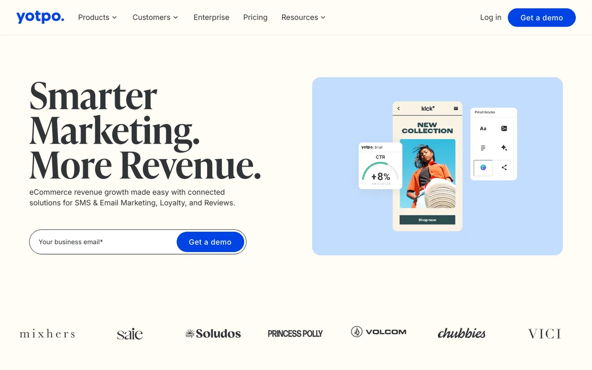 Screenshot of SMSBump homepage