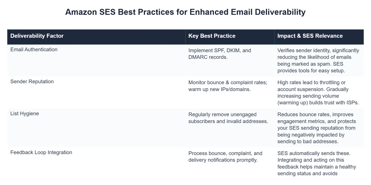 Amazon SES Best Practices for Enhanced Email Deliverability