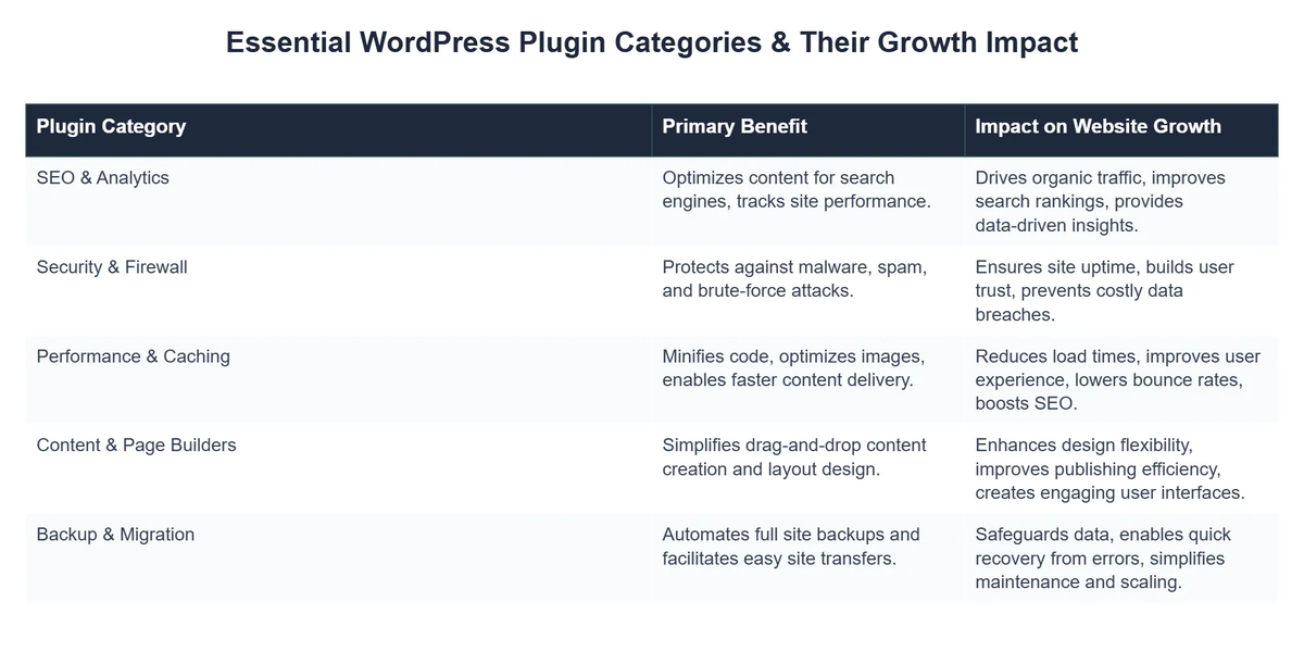 Essential WordPress Plugin Categories & Their Growth Impact