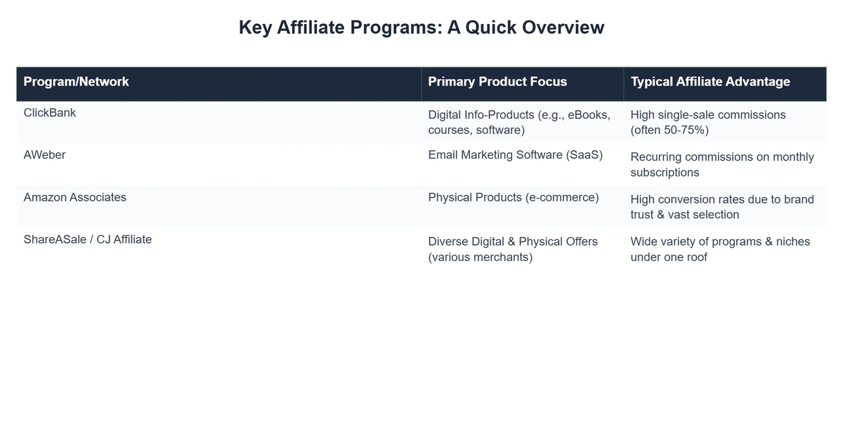 Key Affiliate Programs: A Quick Overview